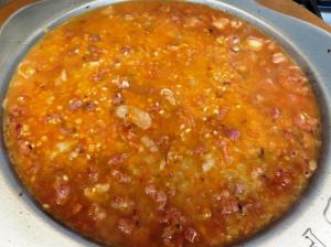 Lentejas rojas con chorizo